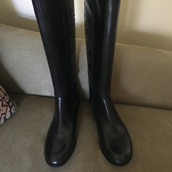 Antonio Melani NWOT Leather Studded Knee High Boots - Picture 2 of 7